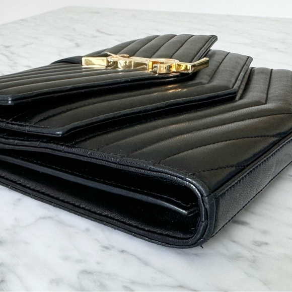 Saint Laurent YSL Monogram Sulpice Double Flap Wallet On Chain Calf Skin Bag - Picture 5 of 12